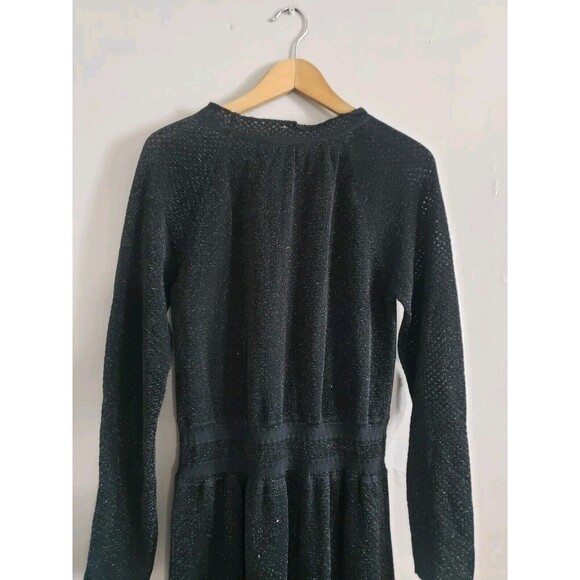 Tory Burch Dress Women's  Large Black Metallic Wool Blend Lightweight Event - Picture 7 of 12